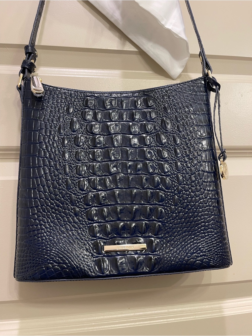 Brahmin Katie Crossbody with Gold Metal Plate (Ink Melbourne)